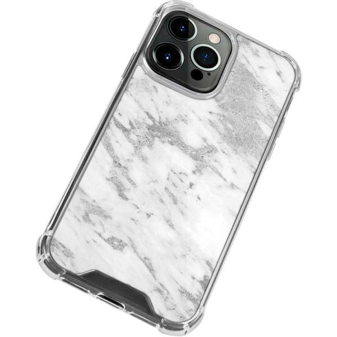 Silver Marble iPhone 15 Pro Clear Case